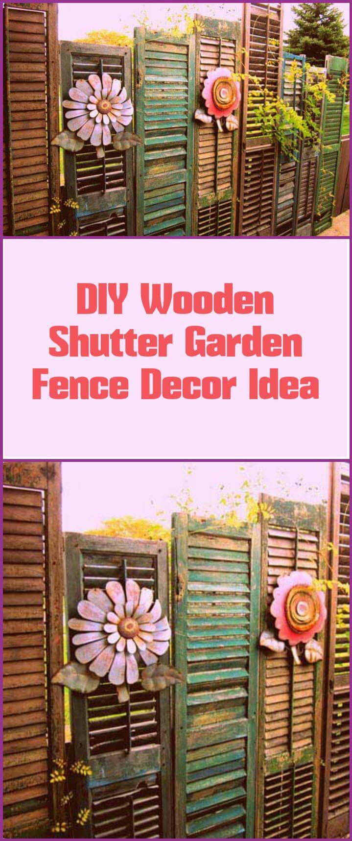 self-made wooden shutter garden fence decor